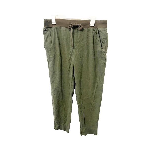 Lucky Brand Olive Green‎ Linen Blend Pull On Pants - Picture 1 of 4